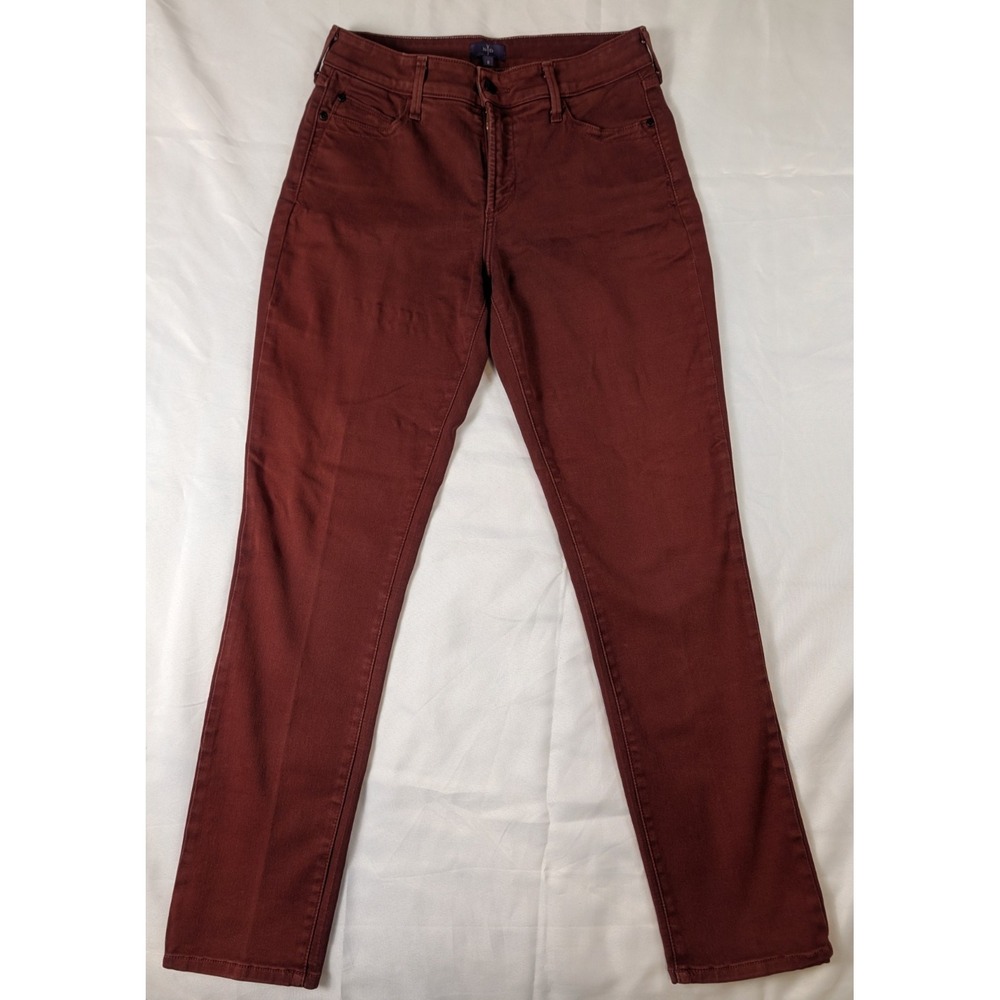 NYDJ Legging Jeans Womens Size 8 Burgundy Stretch Made In USA